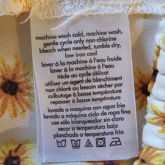 WeWoreWhat Ivory Multi Ditsy Daisies Billow Sleeve Open Back Top, Size Large - Picture 16 of 17